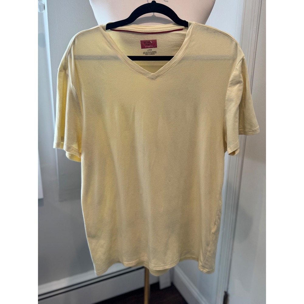 Alfani Men's Butter Yellow Slim Fit Soft Stretch V-Neck Tee | Size Large